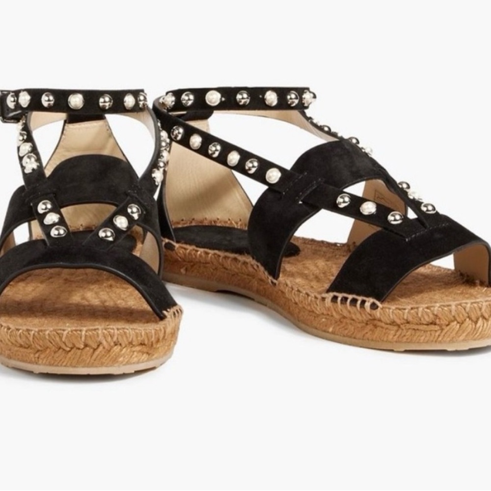 Jimmy Choo Black and Silver Espadrille Sandals